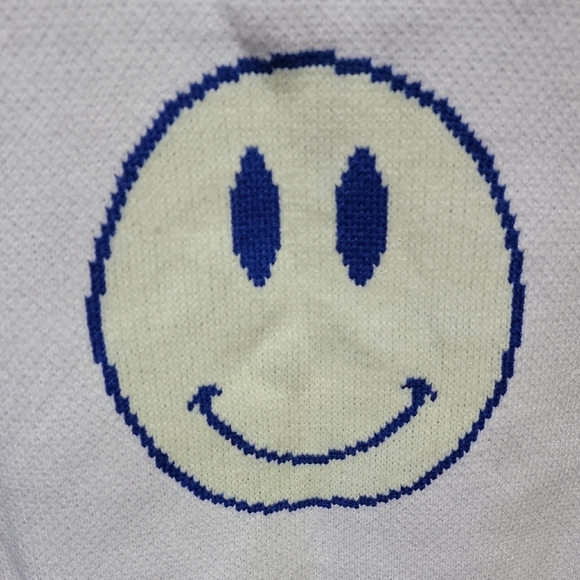 NWOT Miss Sparkling White and Blue Smiley Face Knit Tank Top Woman Size XL - Picture 3 of 6